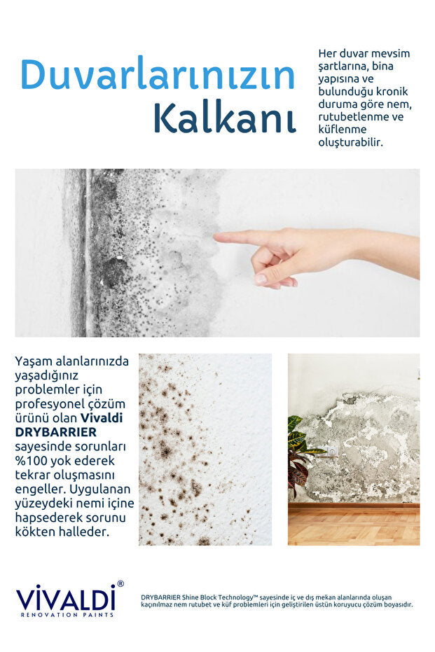 Nem Rutubet Ve Küf Önleyici Boya - Antibakteriyel Özellikli Kesin Çözüm Ürünü - DRYBARRIER 1 KG