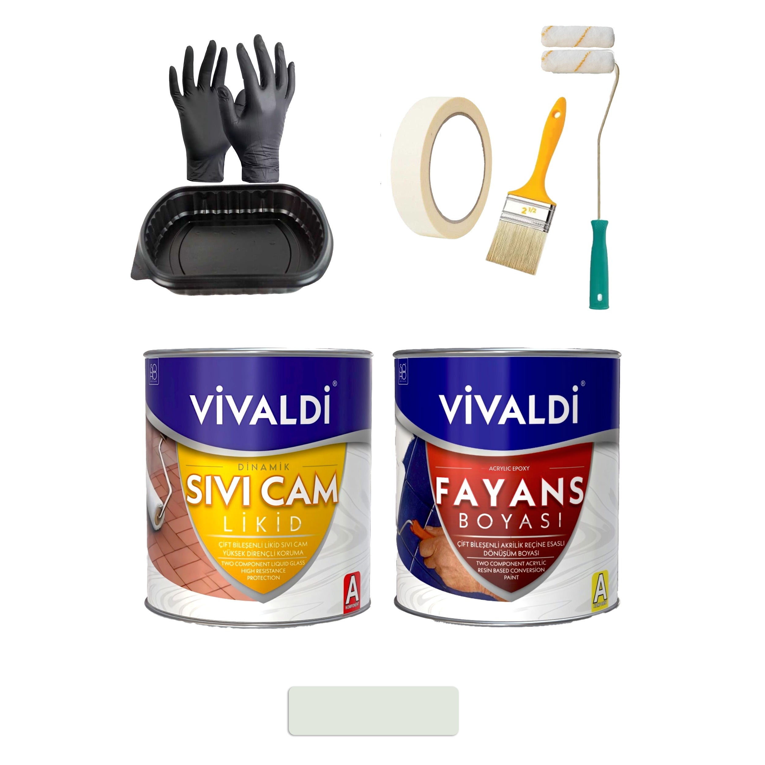 Fayans Boyası Seti Sıvı Cam Ve Uygulama Seti Mutfak,Mermer,Banyo,Tezgah Boyama Seti