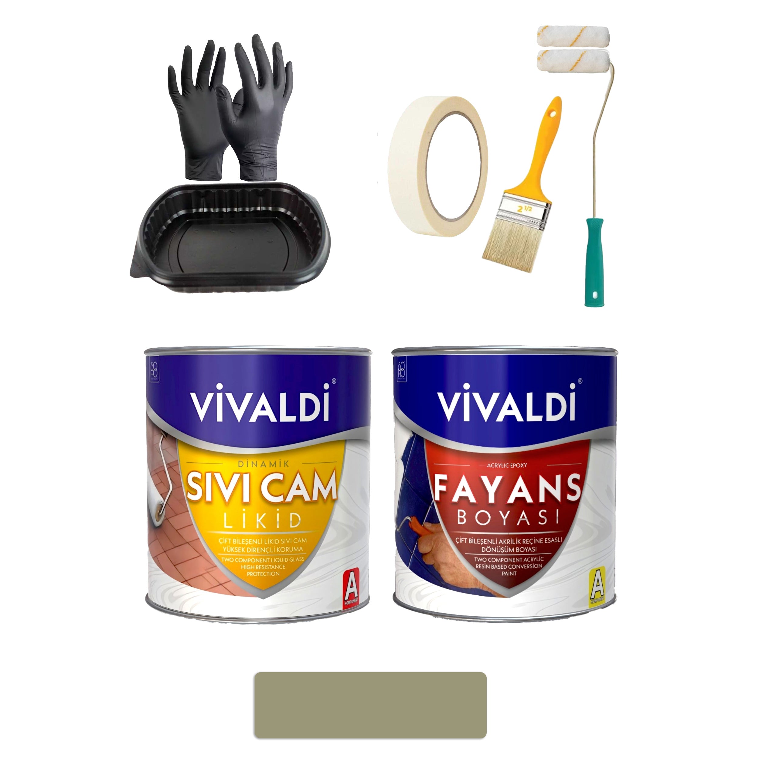 Fayans Boyası Seti Sıvı Cam Ve Uygulama Seti Mutfak,Mermer,Banyo,Tezgah Boyama Seti