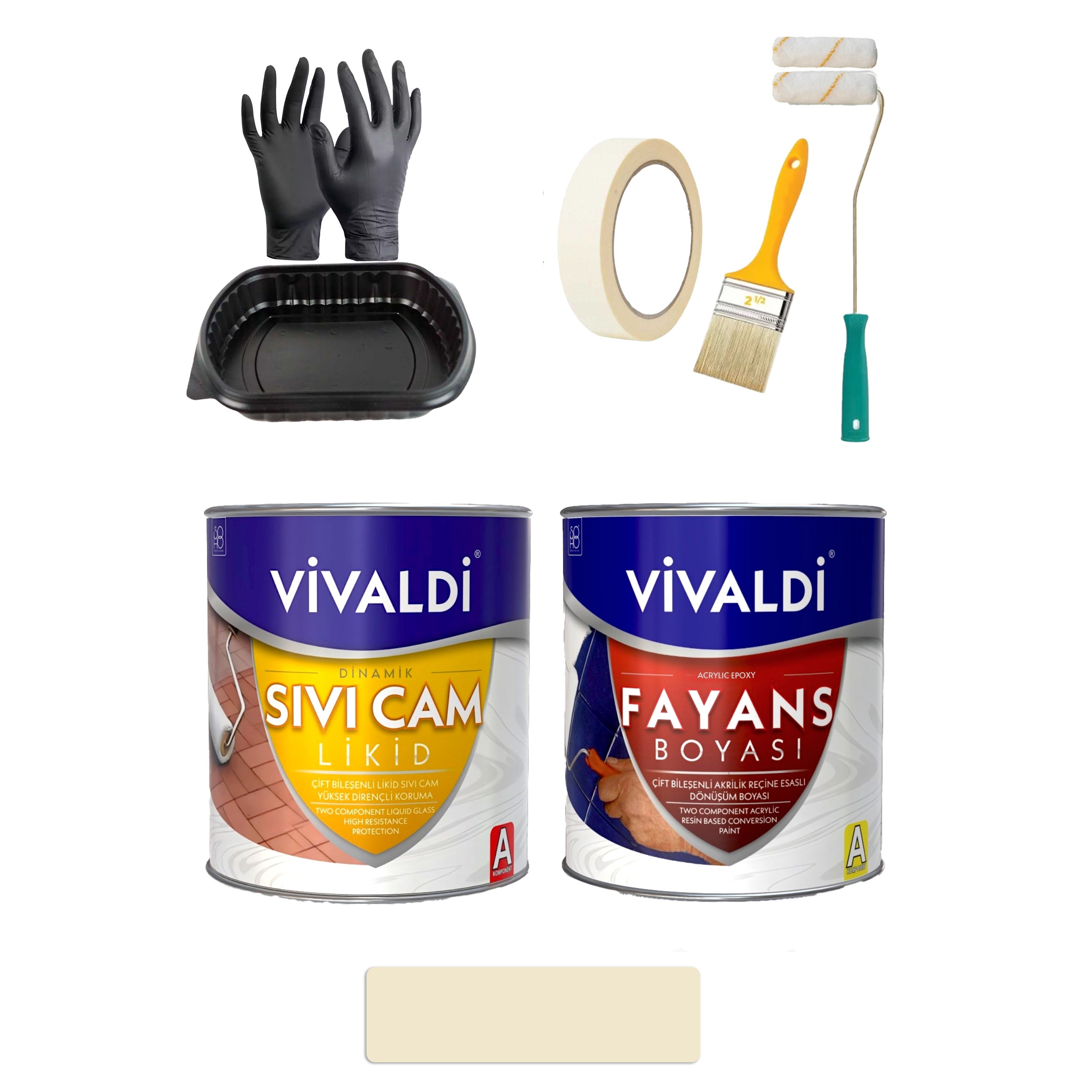 Fayans Boyası Seti Sıvı Cam Ve Uygulama Seti Mutfak,Mermer,Banyo,Tezgah Boyama Seti