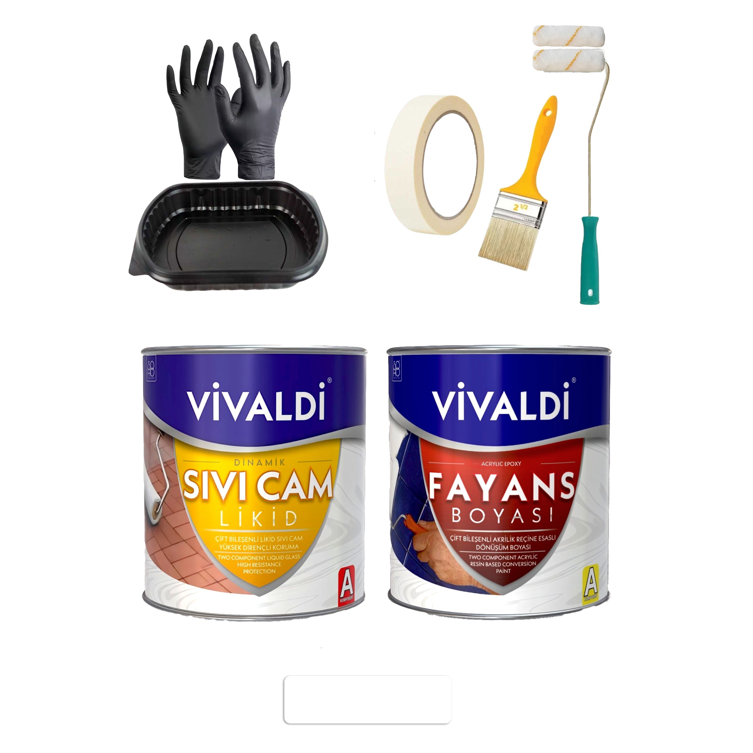 Fayans Boyası Seti Sıvı Cam Ve Uygulama Seti Mutfak,Mermer,Banyo,Tezgah Boyama Seti