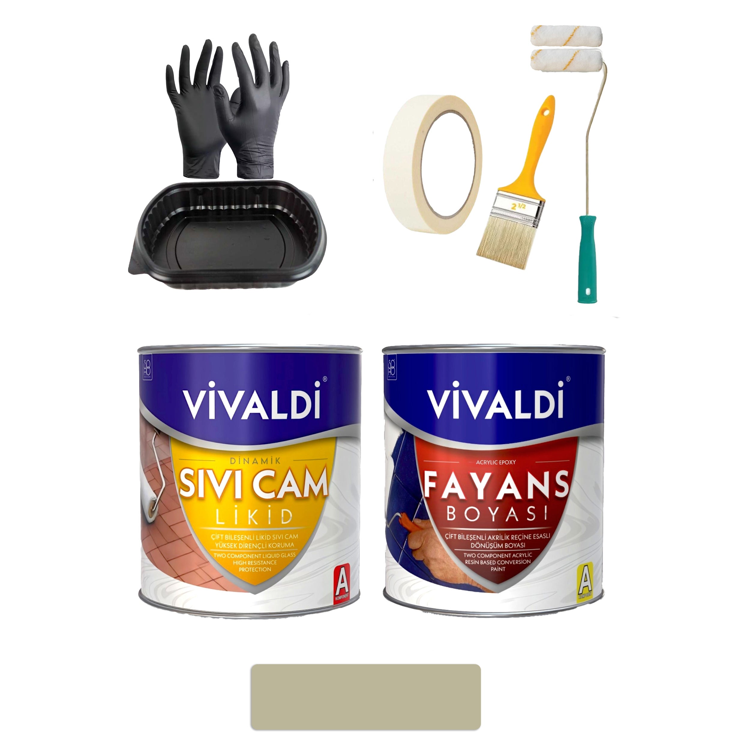 Fayans Boyası Seti Sıvı Cam Ve Uygulama Seti Mutfak,Mermer,Banyo,Tezgah Boyama Seti