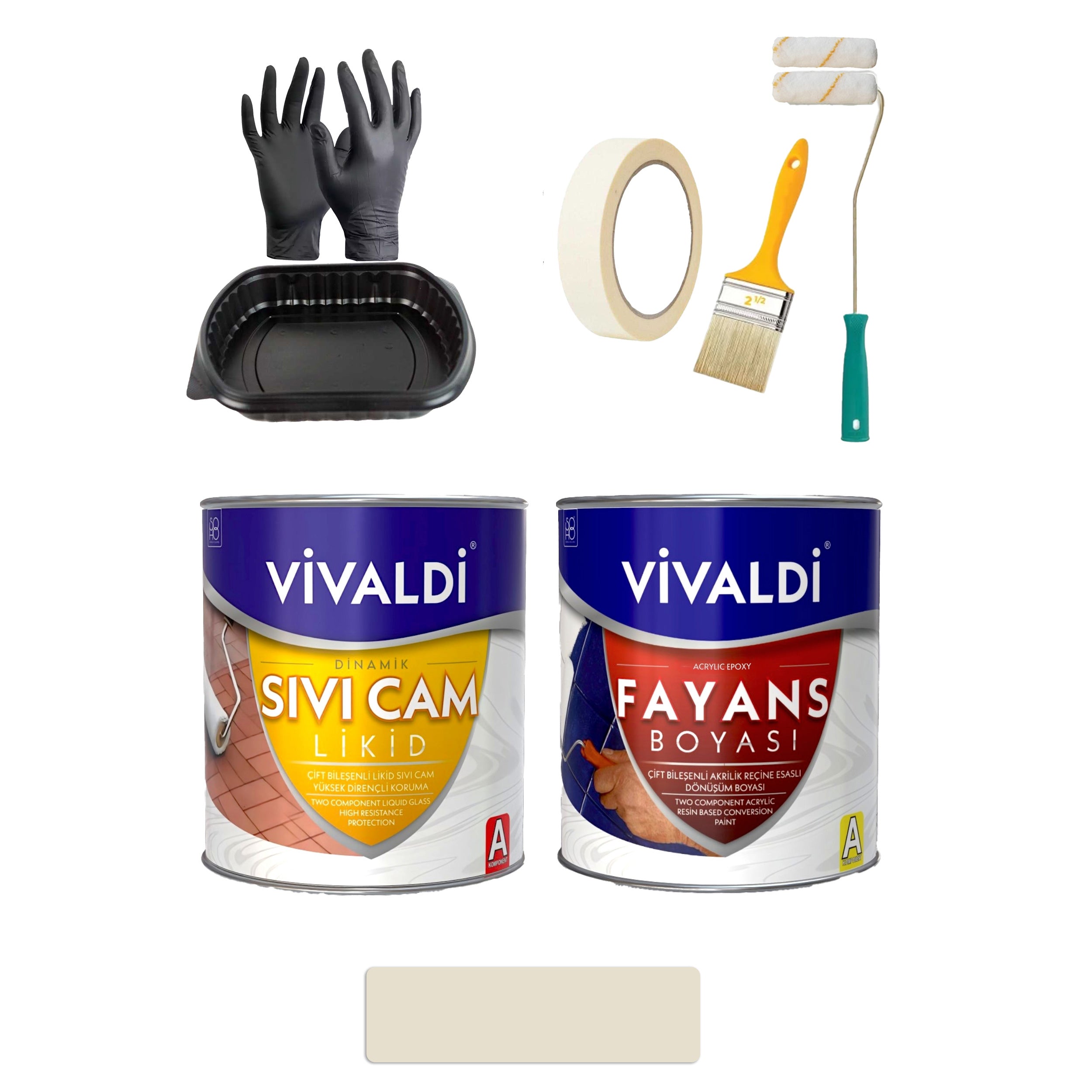 Fayans Boyası Seti Sıvı Cam Ve Uygulama Seti Mutfak,Mermer,Banyo,Tezgah Boyama Seti