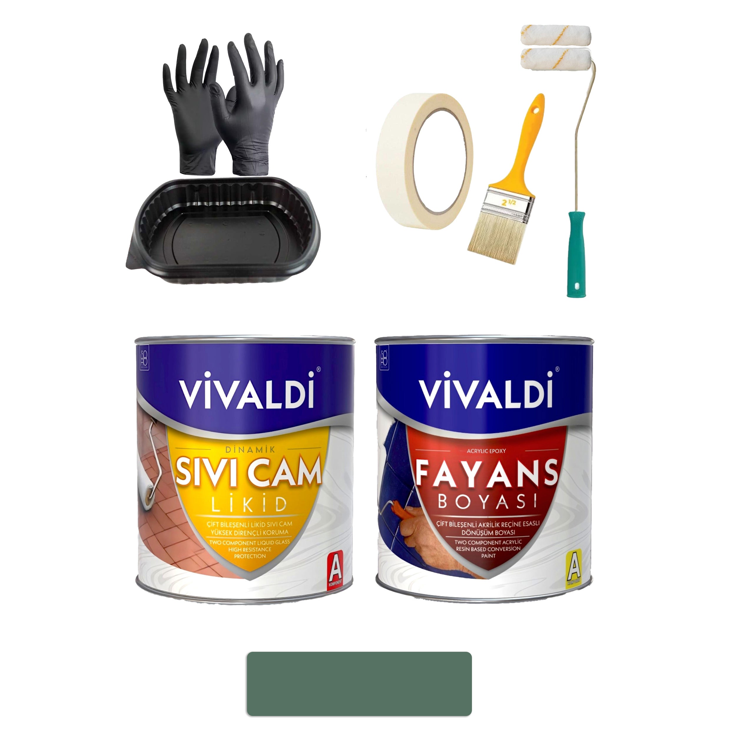 Fayans Boyası Seti Sıvı Cam Ve Uygulama Seti Mutfak,Mermer,Banyo,Tezgah Boyama Seti