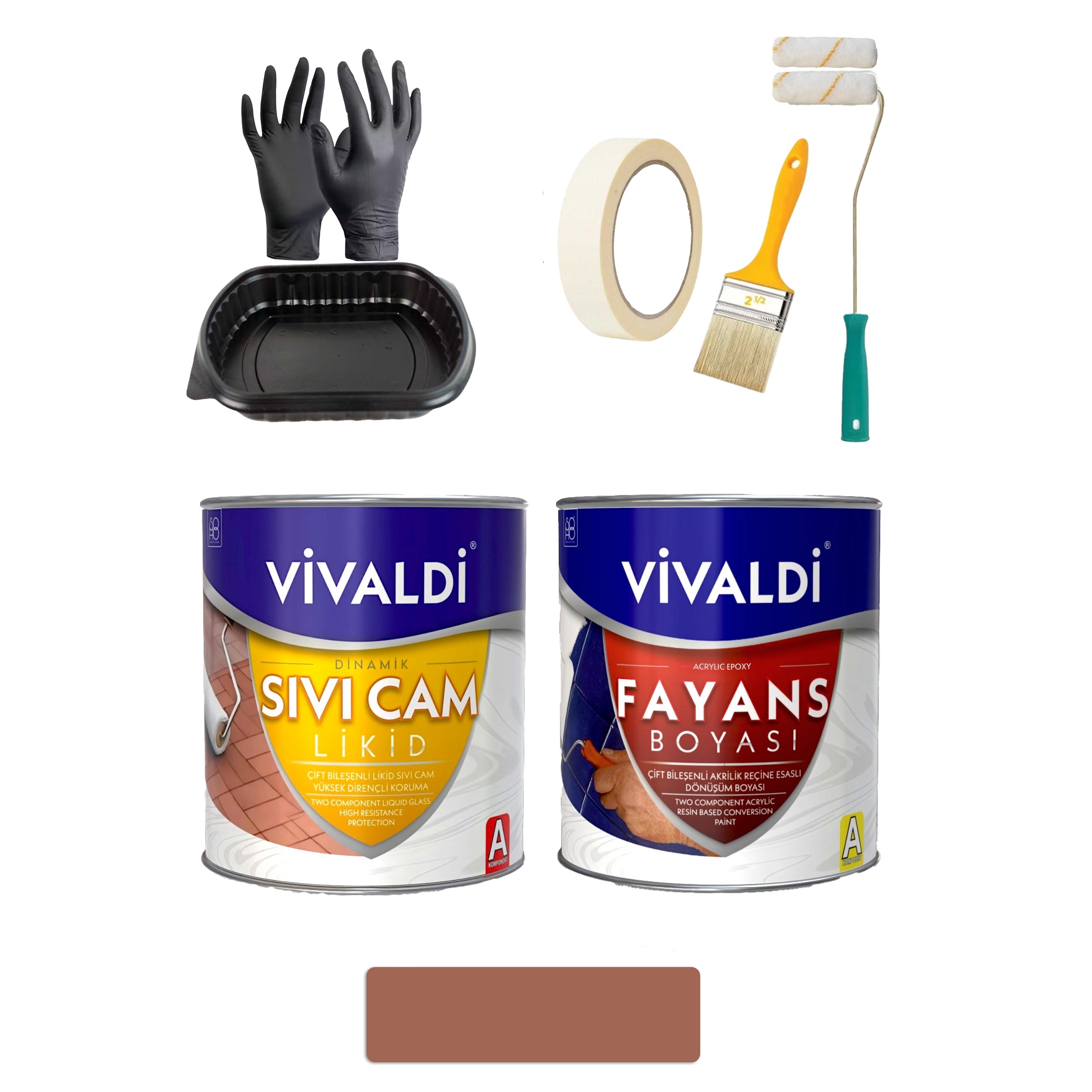 Fayans Boyası Seti Sıvı Cam Ve Uygulama Seti Mutfak,Mermer,Banyo,Tezgah Boyama Seti