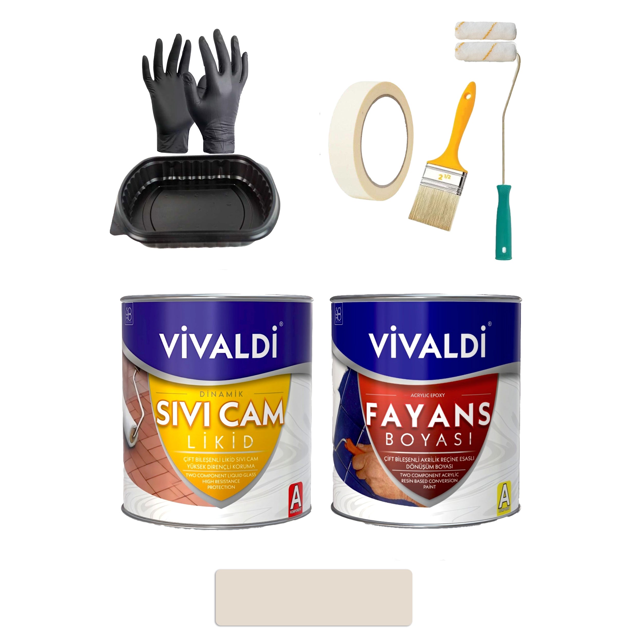 Fayans Boyası Seti Sıvı Cam Ve Uygulama Seti Mutfak,Mermer,Banyo,Tezgah Boyama Seti