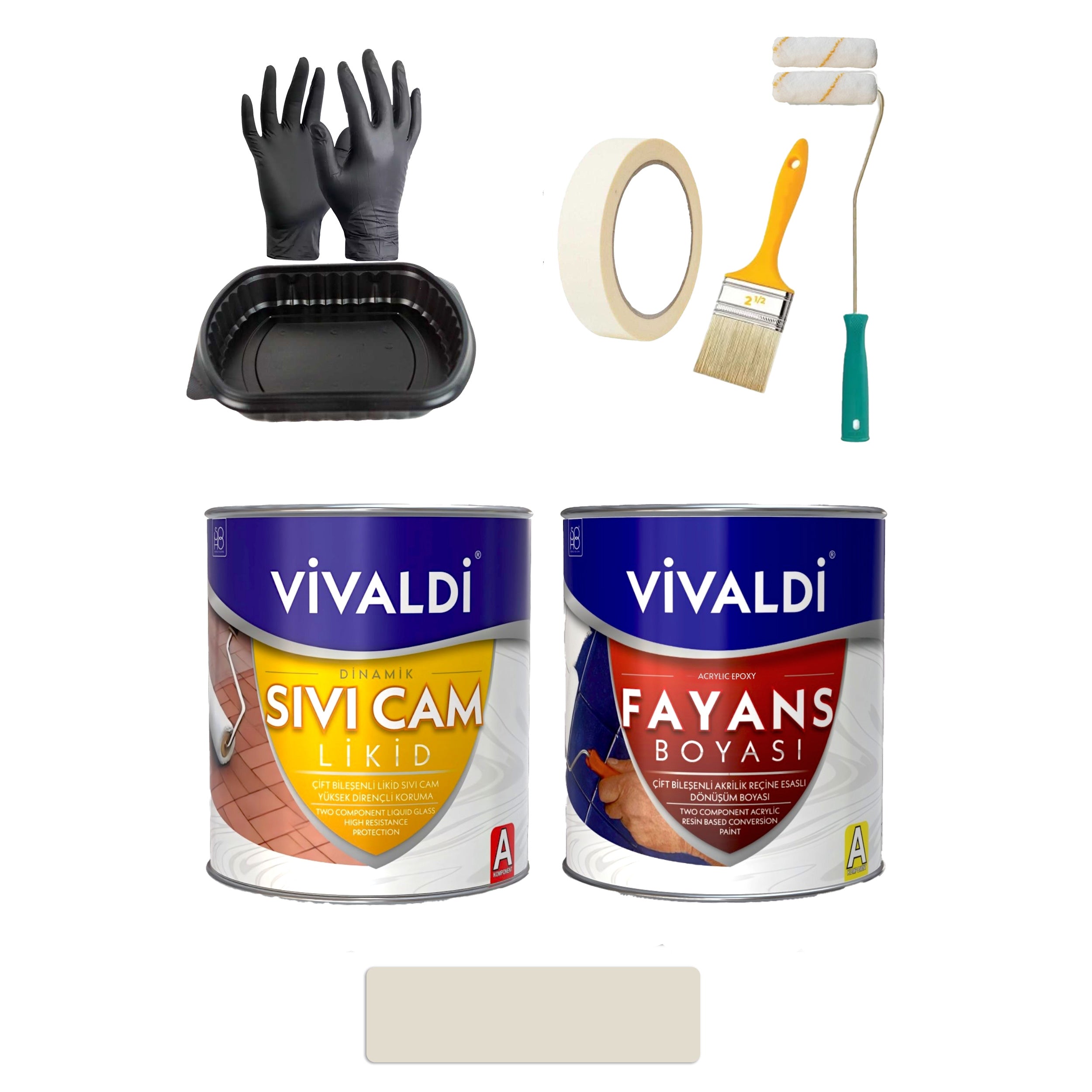 Fayans Boyası Seti Sıvı Cam Ve Uygulama Seti Mutfak,Mermer,Banyo,Tezgah Boyama Seti